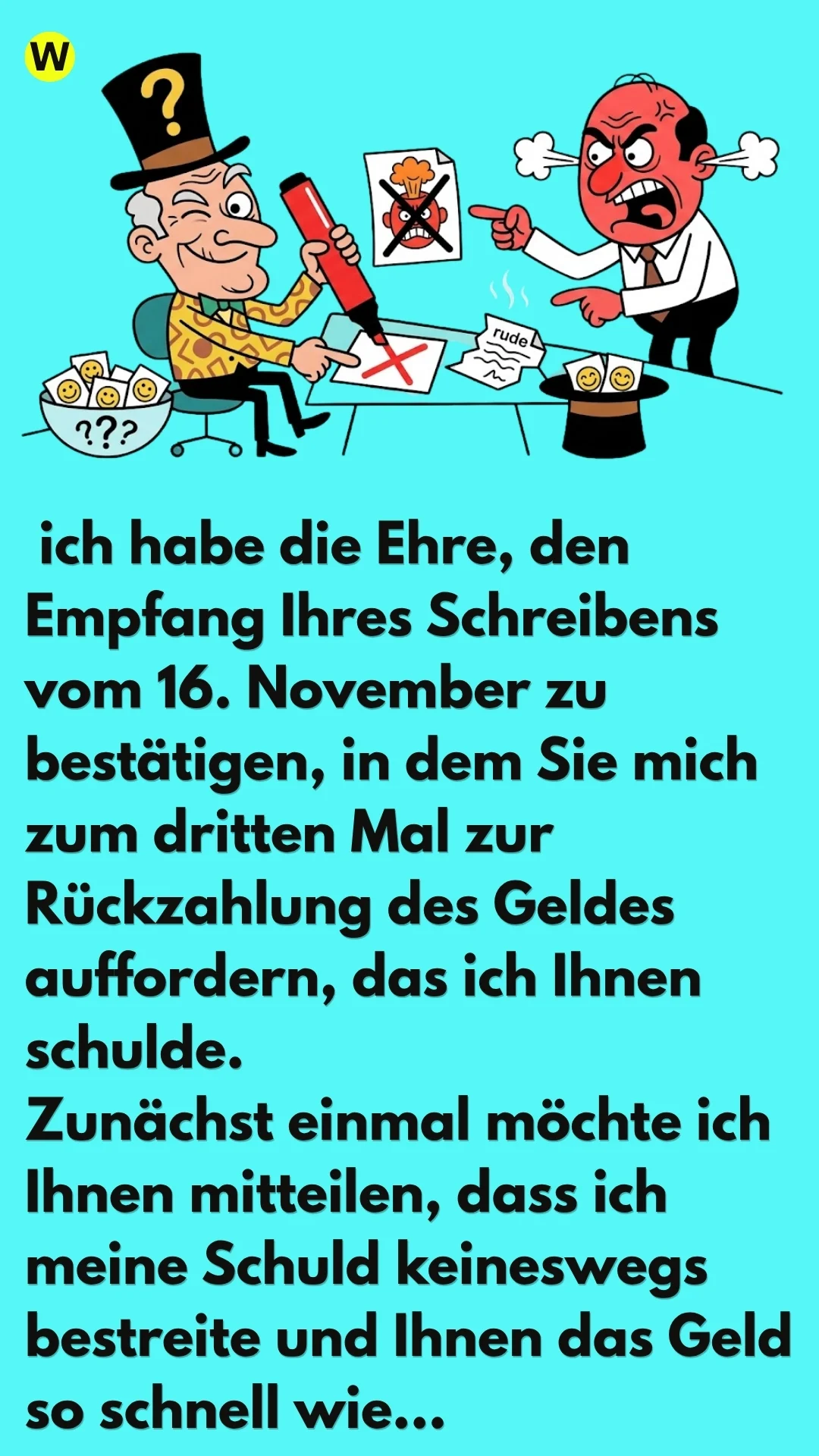 WITZ ÜBER RÜCKERSTATTUNG
